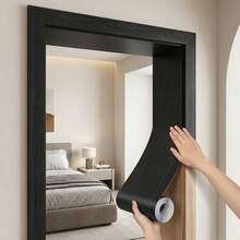 Self-Adhesive Waterproof Wood Grain Sticker, Vinyl Door Frame Edge Trim, Suitable For Wooden Doors, Glass Doors And Sliding Doors, Furniture Refurbishment Decoration, Home Improvement Natural Appearance Self-Adhesive Design, Door Hinge Protection - A - View 13