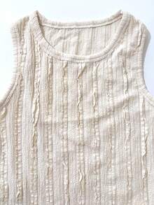 Women's Fitted Tank Top With Contrast Stitching Cropped Top And Wide Leg Pants 2 Pieces Set - Apricot - View 8