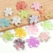 20pcs/Pack Iris Flower Cap Acrylic Mixed Color Iridescent 3D Petal 37X44mm Ethereal Elegant Faux Bead Cap Pendant Spacer Beads DIY Phone Charm Keychain Decorative Accessories - Iris Receptacle - View 6