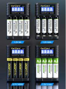 1個 PD 20W LCD 通用快速電池充電器，具備專業放電容量測試功能與容量顯示，18650 電池充電器，兼容 3.7V 鋰電池及 1.2V Ni-MH Ni-Cd AA AAA 電池 - 黑色 - 查看 6