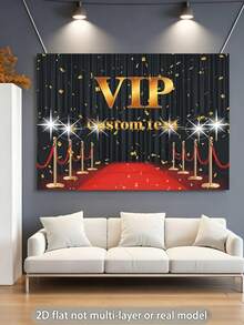 可客製化文字金色VIP紅地毯皇家閃光背景幕簾，適用於電影首映、頒獎典禮、生日派對、派對、名人活動及企業品牌推廣活動，材質為乙烯基 - A款 - 查看 4