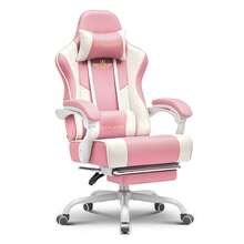 Gaming Chair For Adults Computer Chairs With Footrest Headrest And Lumbar Support Ergonomic Height Adjustable Reclining PC Chair - Pink - View 11