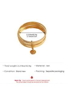 1 Set Elegant Fashion Coin Pendant Gold-Tone Minimalist Multi-Layer Women's Bracelet Set, Versatile Premium Casual Star Texture Bracelet, Suitable For Daily, Party, Date, Holiday, Music Festival, Summer Beach Vacation Wear, Commemorative Gift For Friends, Family, Couples, Women, Jewelry Accessories Original Design - Gold - View 7