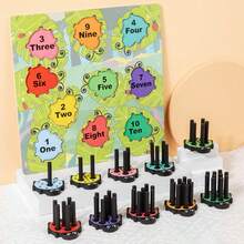 Tablero de clavijas con mariquita de dibujos animados para practicar la correspondencia de números, un juguete matemático preescolar fácil para desarrollar la cognición de los niños como bonitos regalos de cumpleaños - Multicolor - Ver 2