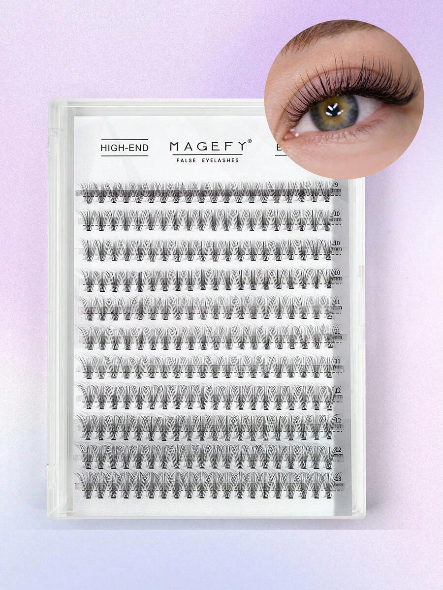 MAANGE 220pcs DIY Eyelash Extension Kit, 10D Cluster Single Eyelash, Length 9-13mm, Natural Slim, Soft And Skin-Friendly, Faux Mink Material, Suitable For Travel And Daily Carry, Gift For Women