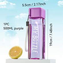 1 件 500ml/16.9oz 塑料方形水杯，夏季学生水瓶，容量大，设计美观，防烫杯，适合喝咖啡和外出，适合户外、露营 - 彩色 - 查看 13