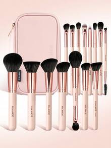 MAANGE 15/16-teiliges professionelles tragbares Make-up-Pinselset mit Reise-Make-up-Tasche, vollständiges Make-up-Werkzeugset einschließlich Foundation-Pinsel, Puder-Pinsel, Rouge-Pinsel, Lidschatten-Pinsel, Eyeliner-Pinsel, Augenbrauen-Pinsel, Wimpern-Pinsel, Verblend-Pinsel, Concealer-Pinsel und Detail-Pinsel, geeignet für Zuhause, Reisen oder Outdoor-Einsatz, Make-up-Pinsel-Geschenkset für Frauen und Mädchen - Verschiedenfarbig - Übersicht 13