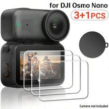 [3+1pc] Screen Protector Set, Compatible With DJI Osmo Nano, 3pcs Ultra HD 9H Hardness Tempered Glass + 1pc Rubber Lens Cap, Scratch-Resistant, Anti-Fingerprint, Bubble-Free, Nano Additional Protection For Camera - View 1