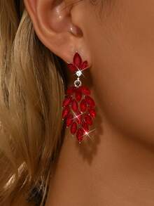 1 par de pendientes de cristal brillantes y de moda para la Sra. Ye Zixin, un pendiente de joyería de lujo adecuado para vestidos de noche de alta gama y bodas. - Plata 585-1 - Ver 6