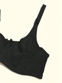 3pcs/Set Plus Size Women's Bra Solid Color Lace Thin Bow Underwire Side-Smoothing Comfortable Plus Size Lingerie - Multicolor - View 6