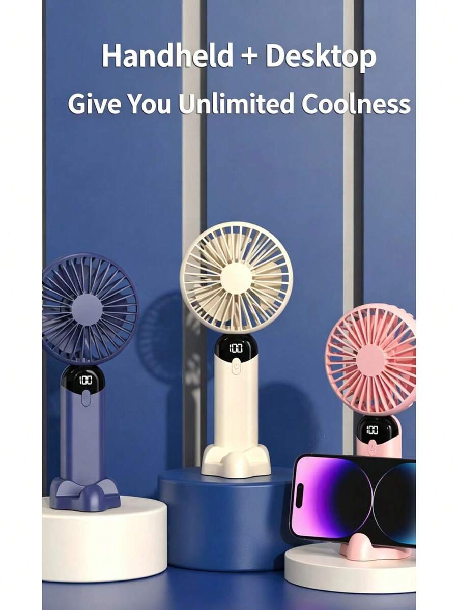 Tragbarer Handventilator Mini, wiederaufladbar, Desktop-Kühlgerät für Zuhause und Wohnheim, 1200mAh - Handgehalten - Übersicht 1