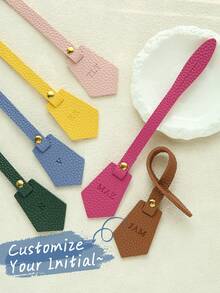 1PC Custom Initials Bag Charm For Handbags Customized Monogram Name Bag Tag Polygon Purse Charm Multicolor Lychee Vegan Leather Birthday Gift - Multicolor - View 1