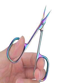 1pc Nail Cuticle Scissors Eyebrows/Eyelashes Mustache Multi-Purpose Cuticle Extra Fine Curved- Professional Manicure Scissors - Multicolor - View 8