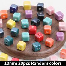 20pcs Cube Ceramic Porcelain Beads For DIY Jewelry Making Decorative Craft Square Beads For Necklaces Bracelets And Accessories Craft - 20pcs - View 9