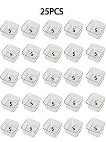 25pcs Tray Set, Clear Storage Box Set For Vanity Drawer, 4 Sizes Trays, Multi-Purpose, Suitable For Storing Cosmetics, Pens, Small Items, Perfect For Bathroom, Vanity, Office Drawer - Clear - View 12