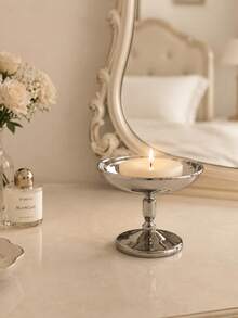 1 Pc Stainless Steel Dessert Cup, Minimalist Stainless Steel Dessert Cup With Whipped Cream – Modern Nordic Cute Mini Tabletop Decor,Ice Cream Cup,Candlestick,Goblet And Bowl, Afternoon Tea Pudding Cup Dessert Plate - Silver - View 3