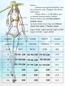 Women's Solid Color Bandeau Tie Up Metal Decor Bikini Swimwear Set Vacation Beach Summer Red - Red - View 8