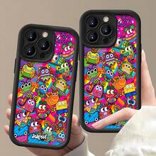 Fiesta de monstruos coloridos de Distrollerfunda de teléfono Fundas compatibles con ,Apple,VIVO,OPPO,,, y Honor.Fabricadas en silicona TPU,ofrecen protección contra golpes y caídas. - Negro - Ver 3