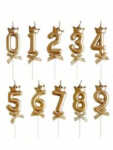 1個數字生日蠟燭，香檳金數字生日蠟燭，男女適用，適合嬰兒洗禮、生日派對裝飾、派對用品、房間裝飾、蛋糕裝飾、結婚週年慶祝（由於材質問題，產品在運輸過程中可能會被擠壓損壞，如果您介意請勿購買） - 彩色 - 查看 1