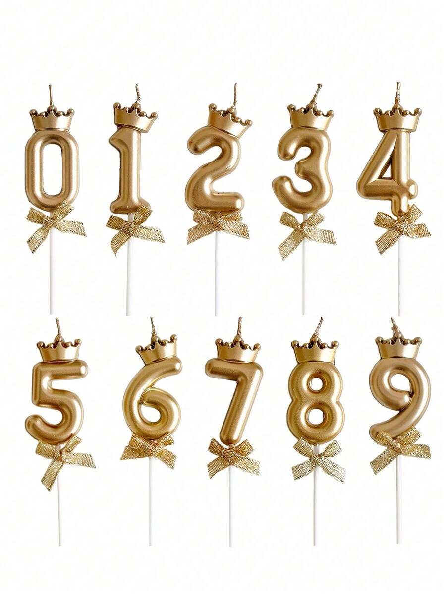 1個數字生日蠟燭，香檳金數字生日蠟燭，男女適用，適合嬰兒洗禮、生日派對裝飾、派對用品、房間裝飾、蛋糕裝飾、結婚週年慶祝（由於材質問題，產品在運輸過程中可能會被擠壓損壞，如果您介意請勿購買） - 彩色 - 查看 1