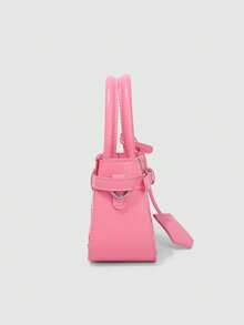 Dedoo Women's Casual Colorblock Textured Versatile Commuter Vintage Small Handbag, Metal Buckle Closure - Pink - View 8