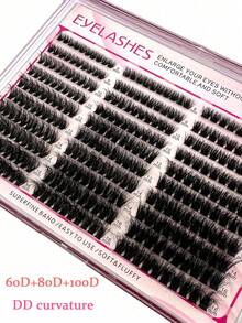HBZGTLAD 300 pièces/boîte 10 rangées 60+80+100 pièces de faux cils en fourrure de vison synthétique de 0,07 mm, longueurs mixtes de 8 à 16 mm, faux cils volume russe 3D, faux cils individuels, boîte en plastique, bouquets de cils, faux cils individuels - Noir - Voir 11