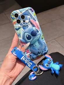Disney Lilo And Stitch Phone Case : 3D Fluffy Pattern Border Protector Phone Soft Phone Case With A Free Cute Stitch Bracelet Chain Lanyard, Stitch, Lilo, Angel, For Apple 17 Promax 17 Pro 16 15 14 13 12 11 Pro Max XS Max X XR Soft Cover Summer Phone Case - 白色 - 查看 3