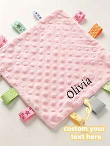 Customized Embroidered Name Handkerchief And Small Blanket, Featuring Colorful Label Design, Soft And Skin-Friendly, Perfect As A Gift - Multicolor - View 3