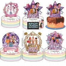 1/6入 新款K-POP D Emon Hunters生日派對裝飾節日必備女巫圖案蛋糕裝飾插牌，萬聖節主題生日派對飾品，送給家人朋友的精美禮物選擇 - 多色 - 查看 1