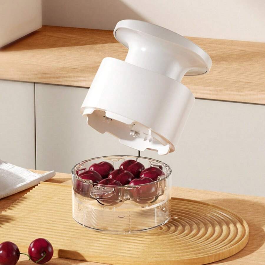 Cherry Pitter, Multi Hole Fruit Seed Remover, Press Type Cherry Core Extractor, Kitchen Cherry Pit Remover Gadget, Jujube Pitting Tool, Efficient Fruit Stone Remover - White - View 1