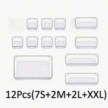 Clear Drawer Organizers In 1/5/7/11/18 Pieces, Seven Sizes With Non-Slip Dividers. Store Cosmetics, Kitchen Goods And Stationery, Ideal For Bathroom, Vanity, Jewelry, Brushes And Perfume. Great Creative Christmas Gifts For Women And Home Decor. - Multicolor - View 17