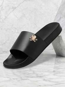 Pantuflas para hombre talla grande 36-50, EVA ligera y suave, antideslizantes, suela gruesa y duradera, sandalias de punta abierta, para uso diario y playa al aire libre - C-negro - Ver 1