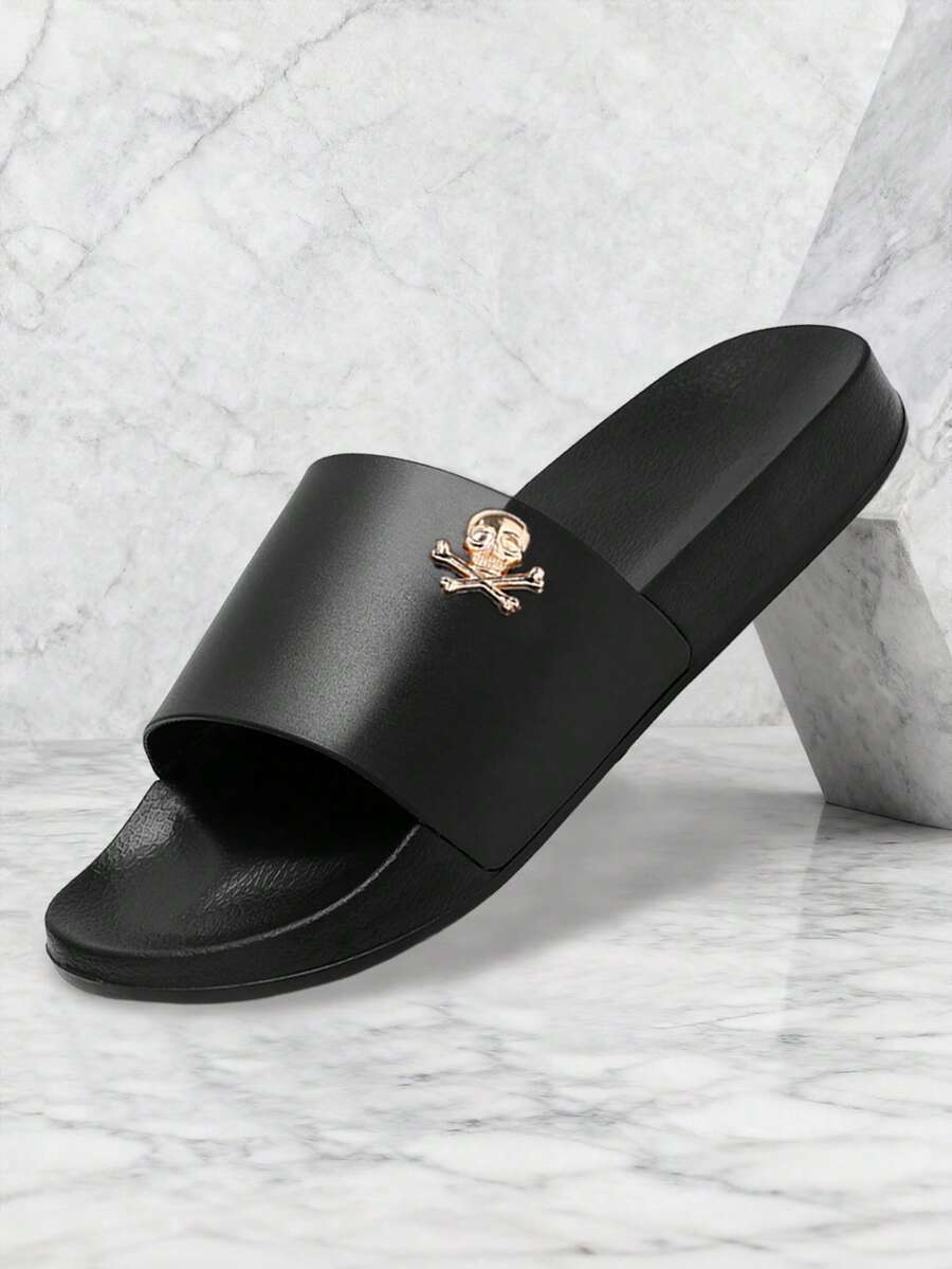 Pantuflas para hombre talla grande 36-50, EVA ligera y suave, antideslizantes, suela gruesa y duradera, sandalias de punta abierta, para uso diario y playa al aire libre - C-negro - Ver 1