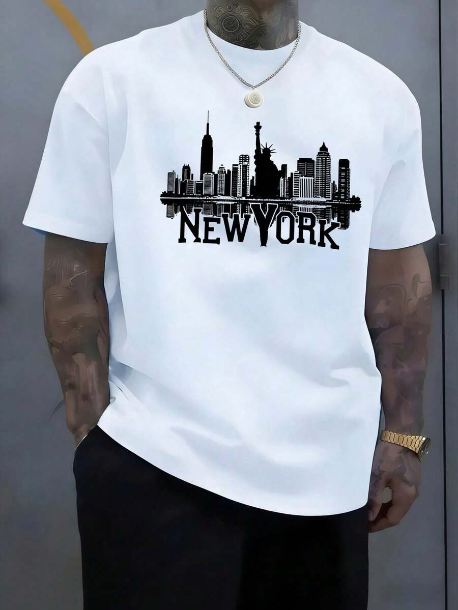 Unisex T-Shirt, 100% Cotton, Regular Fit, With Graphic Print, Short Sleeves, Casual Style, Summer Streetwear, Urban Style, Printed Top, Vintage Fashion, Soft And Breathable. - 白色 - 查看 1