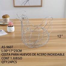 CASAMAX WL Large Capacity Stainless Steel Chicken-Shaped Egg Basket For Kitchen/Commercial/Home Decoration - Silver - View 6