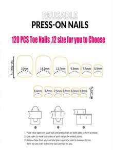 Skin Color Toe Nail Tips,French Press On Toenails For Women,120Pcs Press On Nails,Square Toe Nail Press Ons Toe Nails,12 Size French Nude Wearable Full Cover Fake Toenails,False Nails Gel Toe Nails - Multicolor - View 6