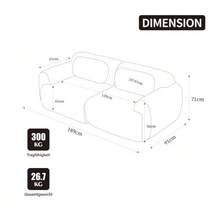Modular Compression Sofa In Chenille Fabric, Filled With 30D High-Resilience Foam. Easy To Move And Featuring A Non-Slip Base, It Is Ideal For Living Rooms And Other Spaces. Ivory Color. - 亮橙色 - 查看 2