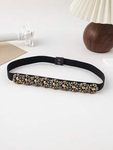 1pc Shiny Bohemian Palace Style Artificial Crystal Decorated Waist Belt, All Seasons - Multicolor - View 2