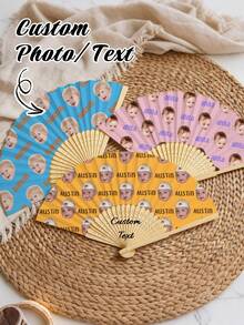Customized Face Hand Fan, Foldable Paper Wedding Fan, Personalized Wedding Gift, Wedding Reception Fan, Bridesmaid Accessory, Birthday Party Fan - Multicolor - View 5