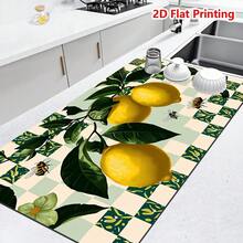 1/10pcs Green & White Plaid Lemon Kitchen Countertop Absorbent Mat, Coffee Machine Mat, Strong Absorbency, Durable Diatomaceous Earth Desk Mat, Heat-Resistant Non-Slip Silicone Draining Mat, Suitable For Coffee Machine, Espresso Machine - Dark Green - View 8