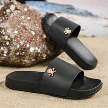 Pantuflas para hombre talla grande 36-50, EVA ligera y suave, antideslizantes, suela gruesa y duradera, sandalias de punta abierta, para uso diario y playa al aire libre - C-negro - Ver 4