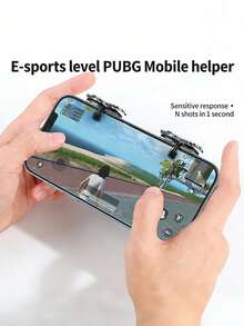 1 Pair Mobile Game Shooting Trigger Buttons, Sensitive Physical Gaming Auxiliary Buttons With Anti‑Mistouch Groove, Non‑Blocking Screen FPS Game Controller, Clip‑On Gaming Accessory For Most Smartphones - Black - View 4