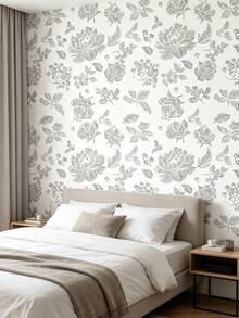 1 Roll Peony Flower Bohemian Style Self-Adhesive PVC Wallpaper, Removable Minimalist Solid Color Design, Suitable For Bedroom, Cabinet, Wall Panel Decoration, All-Season Home Refresh, Can Be Used As Holiday Decor Sticker, Birthday Graduation Gift - Multicolor - View 6