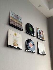 1pc Black Vinyl Record Display Shelf, Wall Mounted Acrylic Storage Rack For Displaying Vinyl Records, Magazines, Photos, Books - Multicolor - View 4