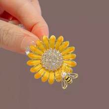 2pcs Enamel Sunflower Brooch High-End Women's Exquisite Bee Daisy Brooch Niche Design Brooch Suit Accessory - Multicolor - View 7