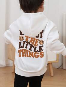1 pezzo Felpa con cappuccio casual stampata per ragazzi, autunno/inverno - Una felpa con cappuccio a maniche lunghe accattivante che porta gioia e felicità a ogni bambino! - Bianco - Visualizzare 2