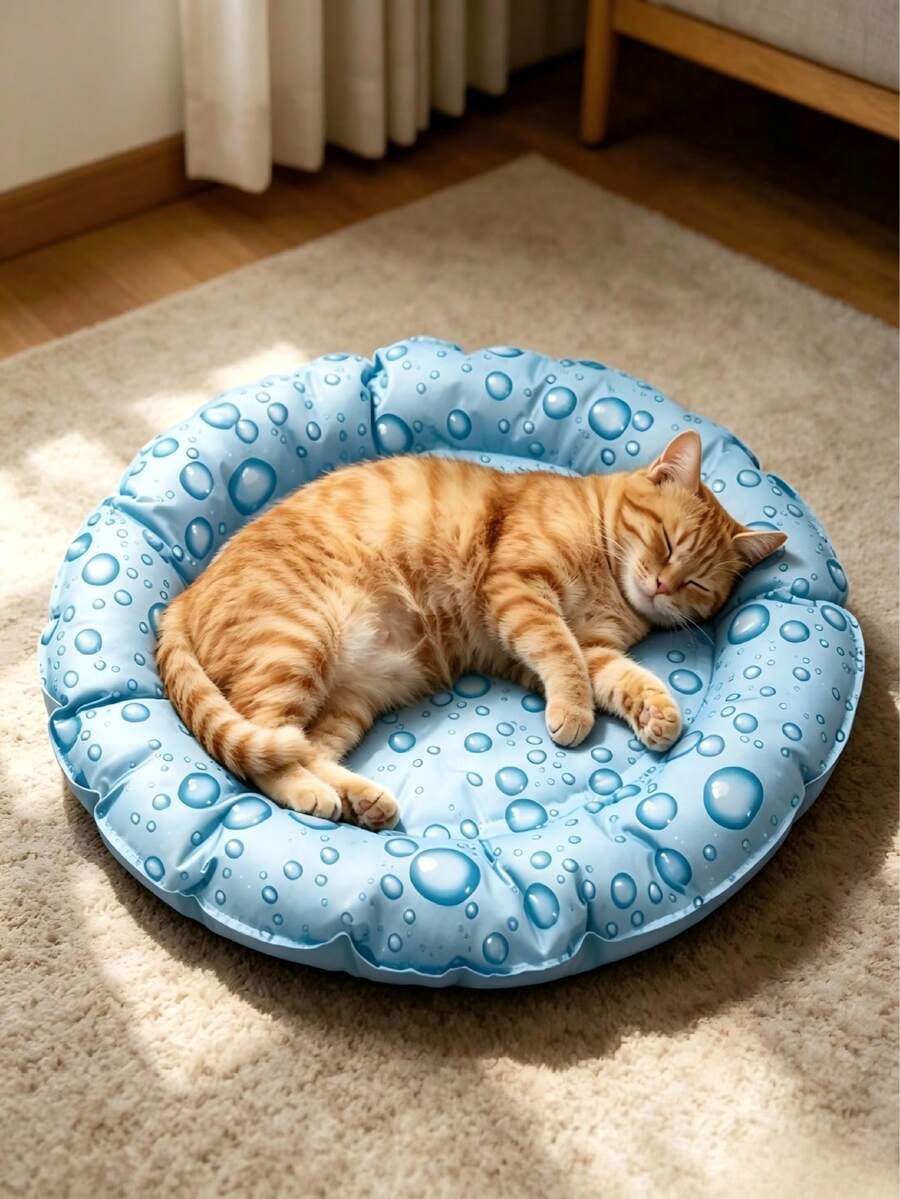 Tappetino refrigerante estivo per animali domestici, dimensione extra large di 72 cm, tecnologia di raffreddamento al gel, resistente ai morsi e facile da pulire, design con stampa a onde d'acqua fresca, adatto sia per gatti che per cani, allevia il calore e non aderisce ai peli. - Colore casuale - Visualizzare 1