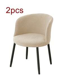 1/2 piezas Funda de silla de bar de unicolor con diseño de semicírculo nórdico jacquard, cobertura completa, funda protectora, adecuada para decoración de bar de café y hogar - Beis - Ver 7