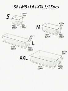 Clear Drawer Organizers In 1/5/7/11/18 Pieces, Seven Sizes With Non-Slip Dividers. Store Cosmetics, Kitchen Goods And Stationery, Ideal For Bathroom, Vanity, Jewelry, Brushes And Perfume. Great Creative Christmas Gifts For Women And Home Decor. - Multicolor - View 11