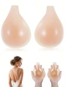 Reusable Silicone Breast Lift Pads, Self-Adhesive Round Nipple Covers, Suitable Large Bust, Strapless, Bust Enhancer Pads D-F Cup - 1對黏性升級 - C - 查看 8